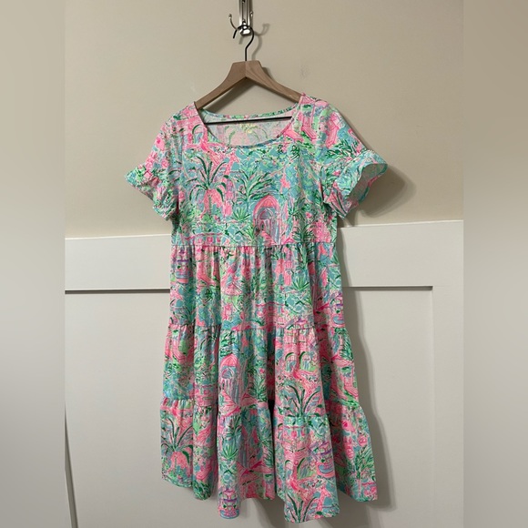 Lilly Pulitzer Tropical Beach Vacation Relaxed Flutter Ruffle Dress Size Medium - Picture 5 of 9